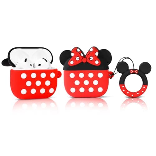 Image of LEWOTE Compatible with Apple Airpods 4 Case Protective Funny Cute Cartoon Cover with Keychain (Minnie)