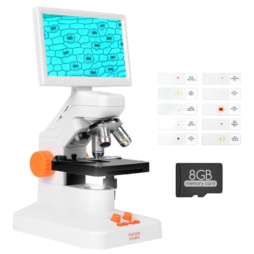 Image of MatataStudio MT3-2 7" LCD Digital Microscopes for Kids Adults 1200x Electron Science Biological Microscope USB & HDMI with X-Y Stage, Slide Sets, LED Lights for School Classroom Lab Family Education