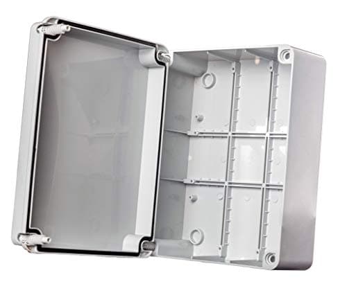 Image of Junction Box with hinged lid Cover Door 240mm x 190mm x 90mm Waterproof IP56 PVC Plastic Adaptable Enclosure Outdoor Lighting Cable Electrics Connection WJB240