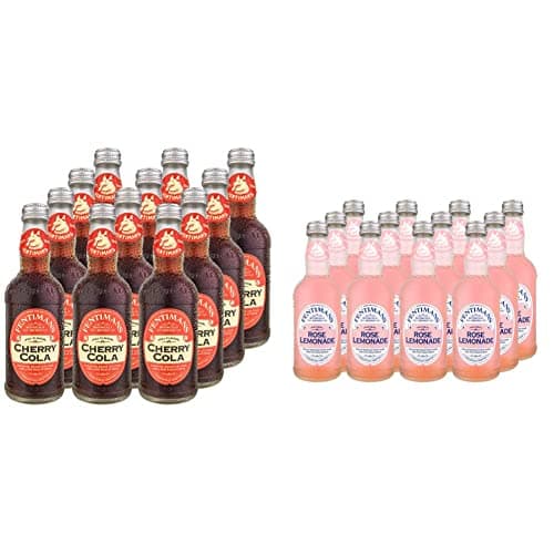 Image of Fentimans Cherry Cola 275ml (Pack of 12) & Rose Lemonade, 12 x 275 ml Bottles