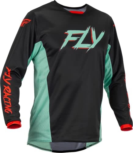 Image of Fly Racing 2023 Adult Kinetic S.E. Rave Jersey (Black/Mint/Red, Medium)