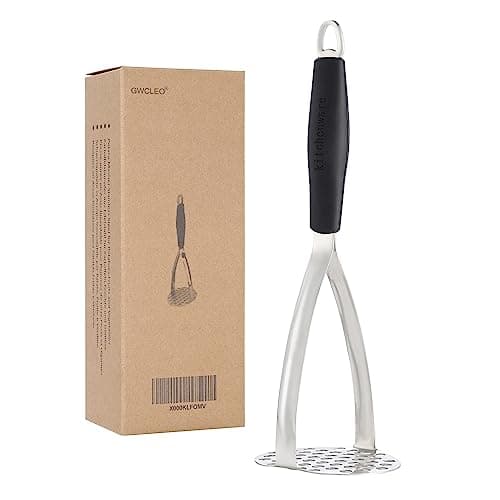 Image of GWCLEO Potato Masher, Manual Potato Ricers Thick Stainless Steel, Potato Press with Silicone Handle for Fruits and Vegetables