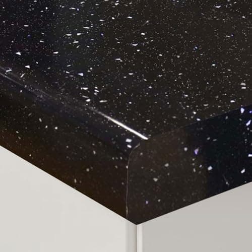 Image of Black Sparkle Kitchen Worktop, Laminated Surface, 1m x 600 mm x 38 mm, Easy Install
