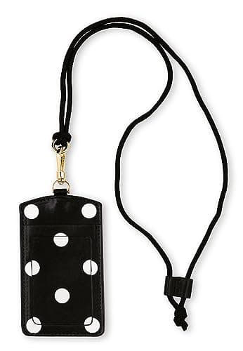 Image of Kate Spade New York ID Badge Holder with Lanyard, Vegan Leather Slim Card Wallet, Name Tag Case for Work, School, or Travel (Picture Dot)