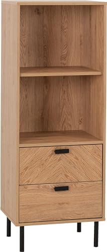 Image of Seconique Leon 2 Drawer 2 Shelf Cabinet in Medium Oak Effect
