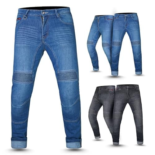 Image of Tornado Men’s Thunder Motorcycle Jeans – CE Level 2 Armoured | Heavy-Duty Stretch Denim | AA Rated Safety | Breathable Mesh Lining (UK, Waist & Inseam, 32, 32, Blue)