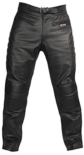 Image of Skintan CE Armoured Mens Leather Motorcycle Trousers (Short L29 W34) Black