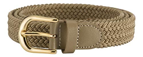 Image of Streeze Ladies Stretch Belts - 5 Sizes Elasticated Woven Braided Fabric. 1 inch Wide with Gold Buckle (Large, Beige)