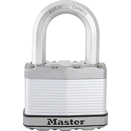 Image of MASTER LOCK Heavy Duty Padlock, Security Level 10/10, Outdoor, Keyed, Laminated Steel, Weatherproof, Medium Shackle