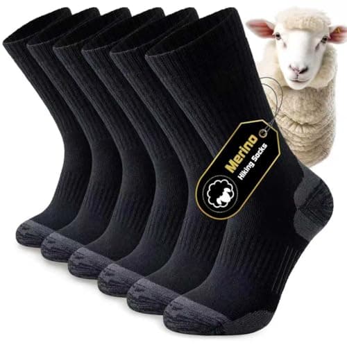 Image of Niorasen Merino Wool Hiking Socks for Men Women, Cushioned Anti Blister Walking Socks, Moisture Wicking Athletic Performance Thermal Socks for Running Trekking Work Outdoor Sports, 3 Pairs