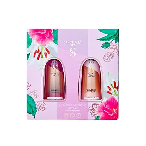 Image of Sanctuary Spa Gift Set, Lily and Rose Gift For Women, Birthday, Christmas, Vegan and Cruelty Free 300 ml