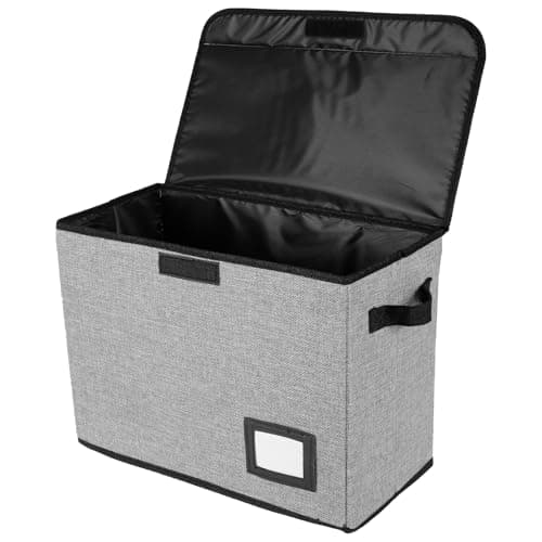 Image of Sutowe Comic Book Storage Box Foldable Comic Book Bin 40x20x30cm Washable Comic Short Box Comic Book Organizer with Handle & Enclosed Lid for Wardrobe Closet Shelf Office(grey)