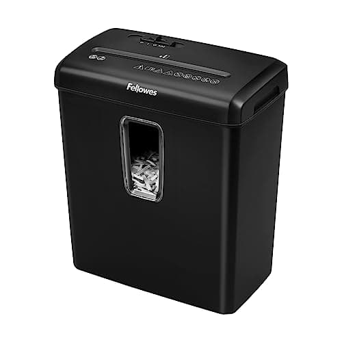 Image of Fellowes Shredder Powershred FS-6C – 6 Sheet Cross Cut Paper Shredder for Home Use – Personal and Office Document Shredder – 15 Litre Bin – P-4 Security Level – Black