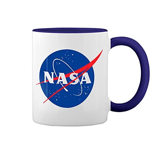 Image of NASA Logo White Coffee Mug with Blue Rim & Handle