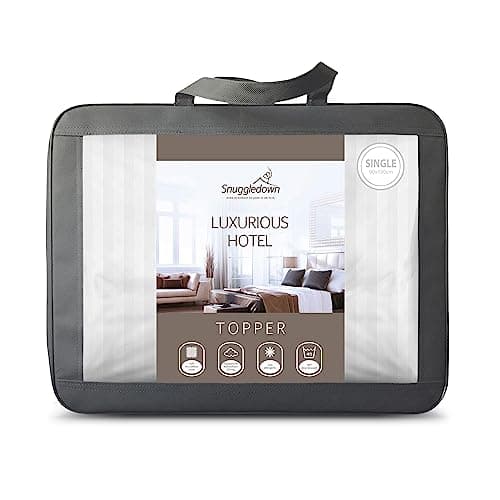 Image of Snuggledown Luxurious Hotel Mattress Topper Single Bed - Bouncy & Soft Premium Mattress Cover for Caravan, Campervan, Guest Sofa Bed - Comfortable, Hypoallergenic, Machine Washable (90cm x 190cm)