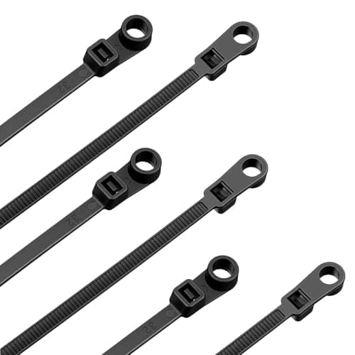 Image of Molain 100 Pack 7.8 Inch Zip Ties with Screw Hole - Heavy Duty Nylon Cable Zip Ties Mounts, Cable Tie Buckle 50LBS Tensile Strength, UV Resistant Wire Management