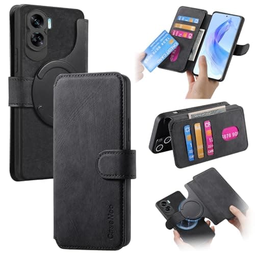 Image of Rfvzubemok Compatible with Huawei Nova 11 Pro Case,Compatible with Huawei Nova 11 Pro GOA-AL80 Card Holder Magnetic Stand 2 in 1 Wallet Phone Cover Black