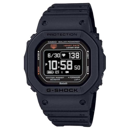 Image of Casio DW-H5600-1 Digital Quartz Watch with Rate Monitor, Bluetooth, Solar Powered, Bio-Based Resin Case Strap, 200 Metres Water Depth, Unisex Sports, Black