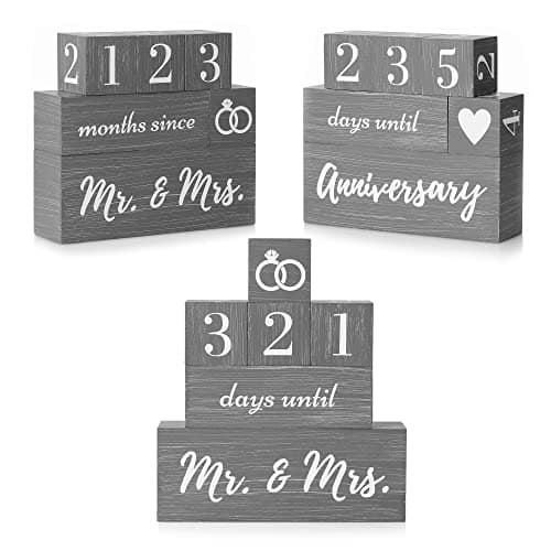 Image of Wedding Countdown Sign - Countdown Calendar Wedding Plaque - Cute Wedding Planning Gifts, Engagement Gifts, Gifts for Fiance - Rustic Wedding Decorations, Engagement Decorations (Grey)