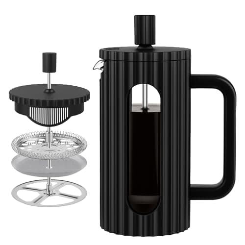 Image of wedrink French Press Coffee Maker Cafetiere 350ml/12oz French Press Caffettiera Brewer Tea Maker with Heat Resistant Borosilicate Glass Stainless Steel Filter Black