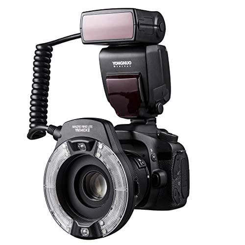 Image of YONGNUO YN14EX II Macro Ring Flash for Canon DSLR Cameras, with Adapter Rings and Color Temperature Filters, Hot Shoe Mount, Support M, TTL Flash