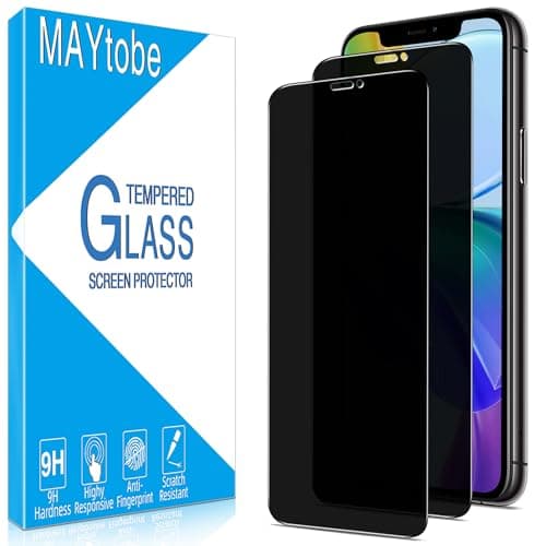 Image of MAYtobe 2 Pack Privacy Screen Protector for iPhone 11, iPhone XR, Anti Spy Tempered Glass, Case Friendly, Anti-Scratch, Ultra Resistant, Touch Sensitive, Bubble Free