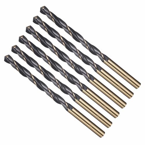 Image of CoCud Drill Bit, 6mm Cutting Diameter, 4341 HSS Jobber Bits Gold and Black 118° Cutting Angle - (Applications: for Drilling Plastic Wood Soft Metal), 6-Pieces