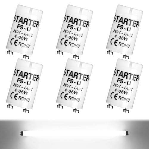 Image of Goerpn 6 Pack Fluorescent Light Starter 4-65w 220-240v T8/T12 Fluorescent Tube Starters LED Strip Light Starter for Fluorescent Light Tube and Fluorescent Lamps
