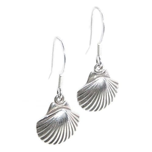 Image of Scallop Shell sterling silver earrings 925 x 1 pair drops Shells