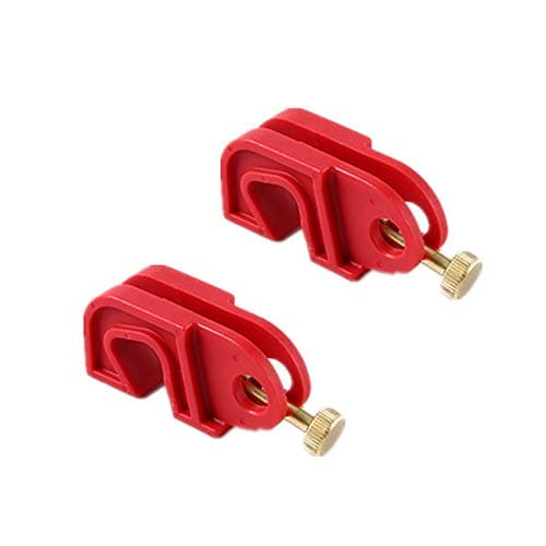 Image of POFET 2pcs Universal Circuit Breaker Lockout Red with Twisted Screw, Prevent Accidental Switch on, Works with All Lockout Padlocks and hasps