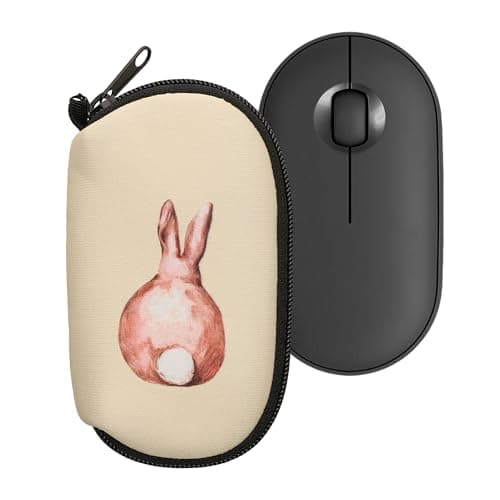 Image of kwmobile Neoprene Case Compatible with Logitech Pebble Mouse 2 M350s / M350 - Case Bag - Rabbit Tail Brown/White/Beige