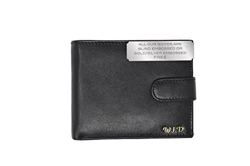 Image of Personalised Black Engraved Genuine Real Soft Leather Wallet with Coin Pocket/Pouch.
