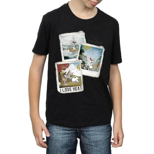 Image of Disney Boys Frozen Olaf Polaroid T-Shirt 7-8 Years Black
