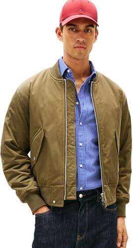 Image of Tommy Hilfiger Men’s Authentic Bomber Jacket with Zip, Green (Army Green), L
