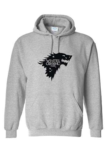 Image of RADIANCE Winter Is Coming Grey Hoodie Medium -Warm, Stylish & Cozy | Unisex Game of Thrones Inspired Hooded Sweatshirt for Men & Women | Perfect for Cold Weather, Casual Wear & Fan Gifts
