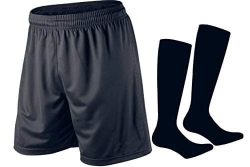 Image of PROSTYLE SPORTS Mens Football Shorts and Socks Running Gym Sport Breathable Fitness PE XS - 2XL (Black, Medium)