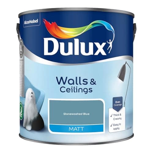 Image of Stonewashed Blue Walls & Ceilings Matt Emulsion Paint 2.5L – Smooth Creamy Finish, Quick Dry, Low VOC, Easy Application for Interior Walls & Ceilings