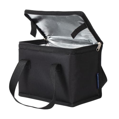 Image of TEAMOOK Foldable Lunch Bag Insulated Lunch Box Water-Resistant Leakproof Soft Cooler Bag Black 8-10 cans