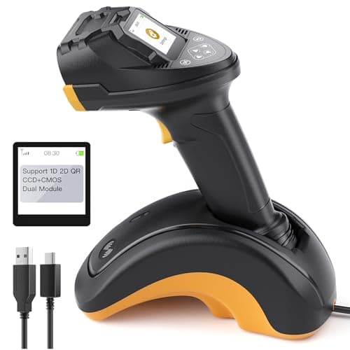 Image of Inateck Bluetooth Barcode Scanner, 2D 1D Wireless Handheld Scanner, QR Code Scanner, Equipped with a Smart Base, CMOS+CCD Dual modules, Larger scanning Range, Supports app SDK