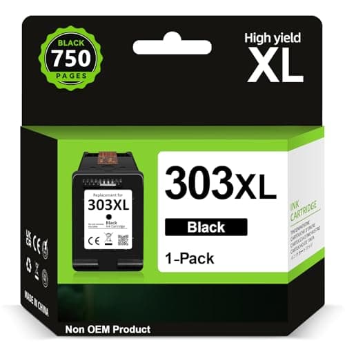 Image of 303XL High Yield Ink Cartridge Black- 750+ Pages, Replacement for HP 303 Black Ink Cartridges Original, Ink 303 XL for Envy Inspire 7220e 7221e 7224e 7920 7920e Envy Photo 6220 6230 6234 7120 TANGO X