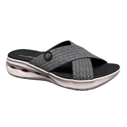 Image of IVACHY Women's Comfort Criss-Cross Slide-On Sandals - Stylish Ease for Every Step- Available UK Size 3 to 7.5 UK