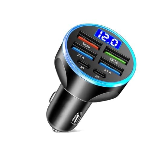 Image of Car Charger, Cigarette Lighter USB Charger Total 250W [USB C 90W+USB A 160W] 12V USB Socket, PD3.0 Fast Charge Car Phone Charger Metal Adapter for iPhone 17 16 15 14 13 Pro Max iPad Samsung Google