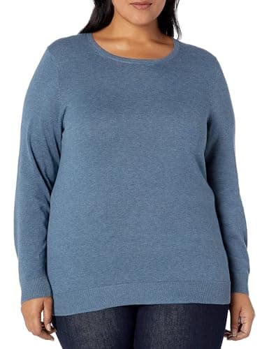 Image of Amazon Essentials Women's Long-Sleeve Lightweight Crewneck Jumper (Available in Plus Size), Blue, L