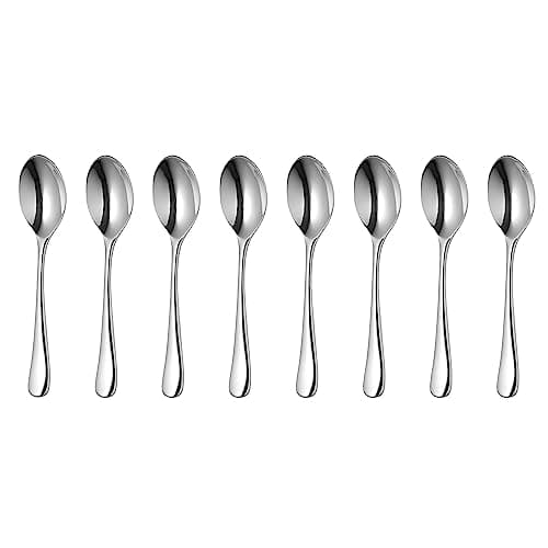 Image of Robert Welch Radford Bright Small Espresso Spoon Set of 8. Made from Stainless Steel. Dishwasher Safe.