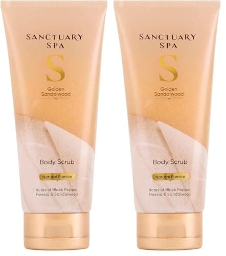 Image of Sanctuary Spa Golden Sandalwood Body Scrub, No Mineral Oil, Cruelty Free and Vegan Exfoliating, 200 ml (Pack of 2)