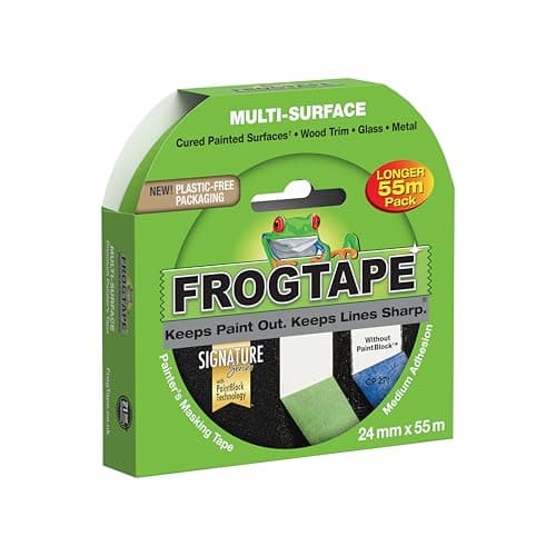 Image of Frog Tape Green Multi Surface Painters Masking Tape, Indoor Painting and Decorating For Sharp Lines and No Paint Bleed 24mm x 55m