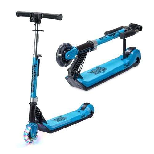 Image of Xootz Kids' Elements Electric Foldable Scooter, LED Light Up Wheel and Collapsible Handlebars, Age 6+, Blue