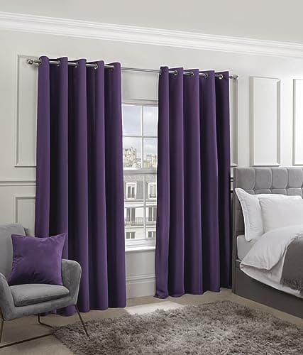 Image of Emma Barclay – Blackout Curtains for Bedroom Living Room Thermal Insulated Woven Eyelet Blackout Curtains Cali Collection (66” x 90” Inch)(Amethyst)
