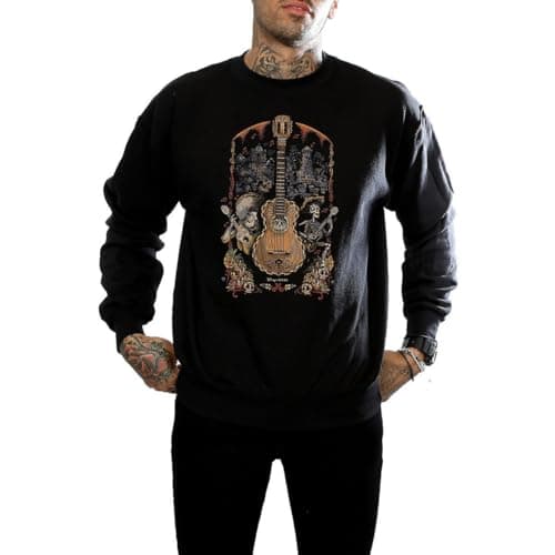 Image of Disney Men's Coco Guitar Poster Sweatshirt Large Black