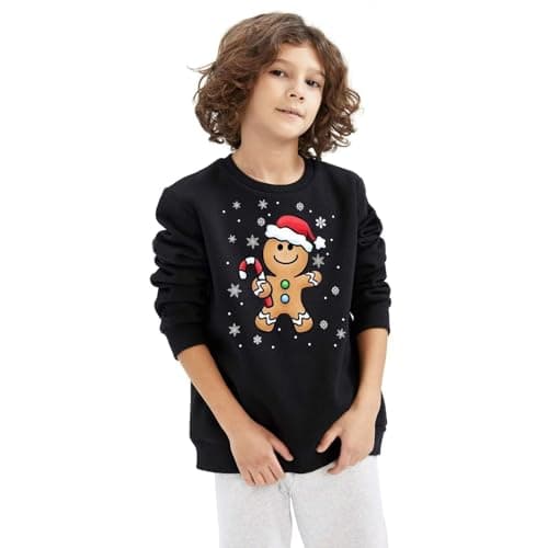 Image of NetSetUK Christmas Sweatshirts For Kids Unisex Winter Long Sleeve Pullover Xmas Jumper Boys Girls Sweatshirt Santa Tops Age 7-12 Years
